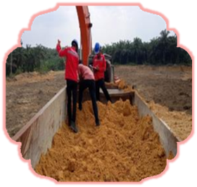 PT.HKI PROYEK PEMBANGUNAN TOL PEKANBARU-DUMAI PEKDUM 4A STA 54 (TAHUN 2020-2021) PENGUKURAN KUBIKASI CBM DI DUMPTRUCK TRONTON